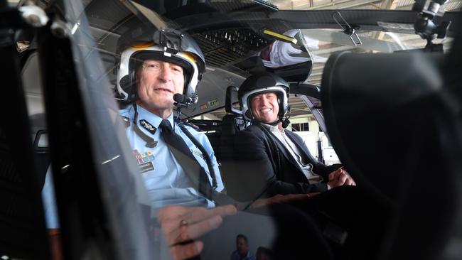 Premier Steven Miles with the Police Commissioner in Townsville .Picture: Annette Dew