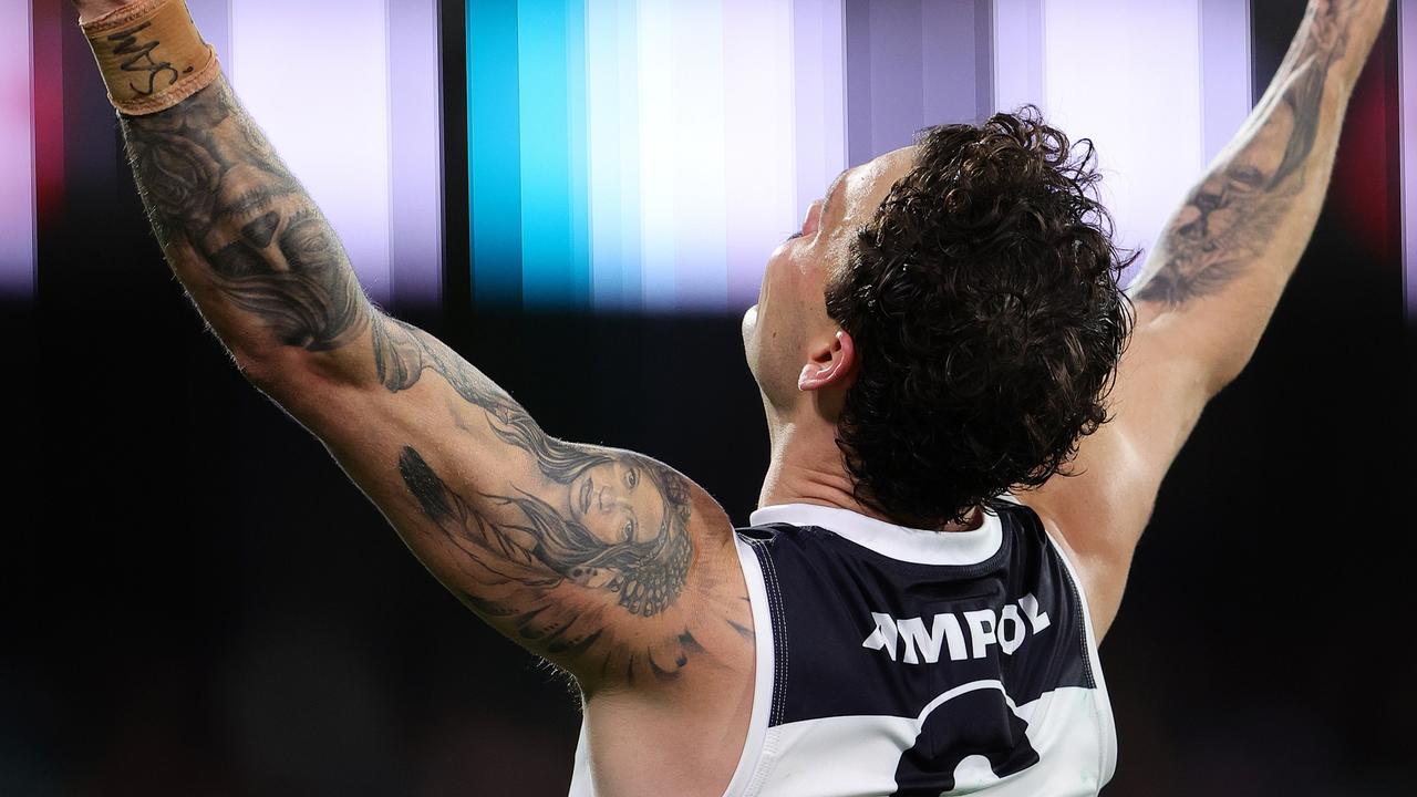 ADELAIDE, AUSTRALIA - MAY 30: Zac Williams of the Blues celebrates a goal during the 2024 AFL Round 12 match between the Port Adelaide Power and the Carlton Blues at Adelaide Oval on May 30, 2024 in Adelaide, Australia. (Photo by Sarah Reed/AFL Photos via Getty Images)