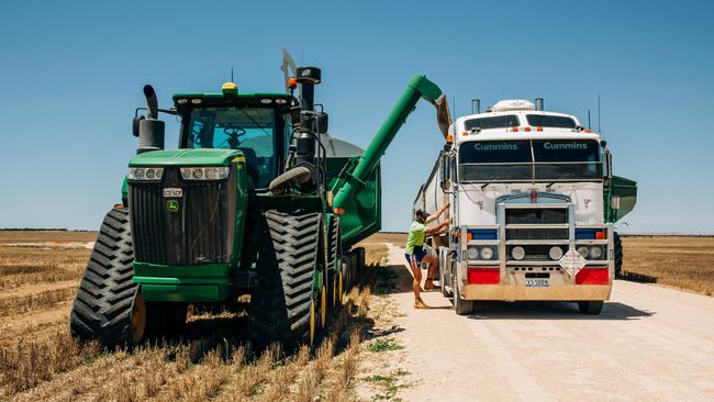 Grain grower Tim Polkinghorne at Lock, SA, finishing harvest in 2021. Picture: Rob Lang