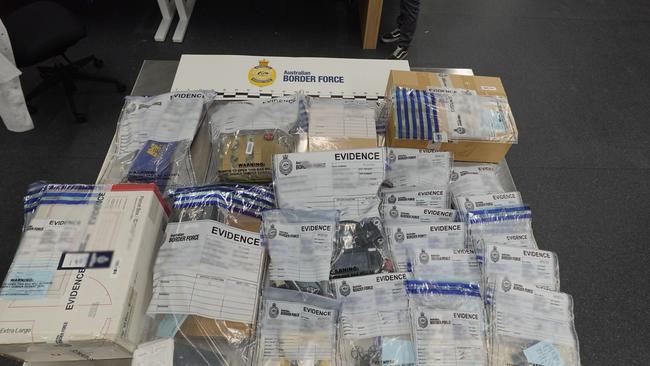 Items seized by the ABF following an investigation into packages bound for Russia. Pictures: ABF