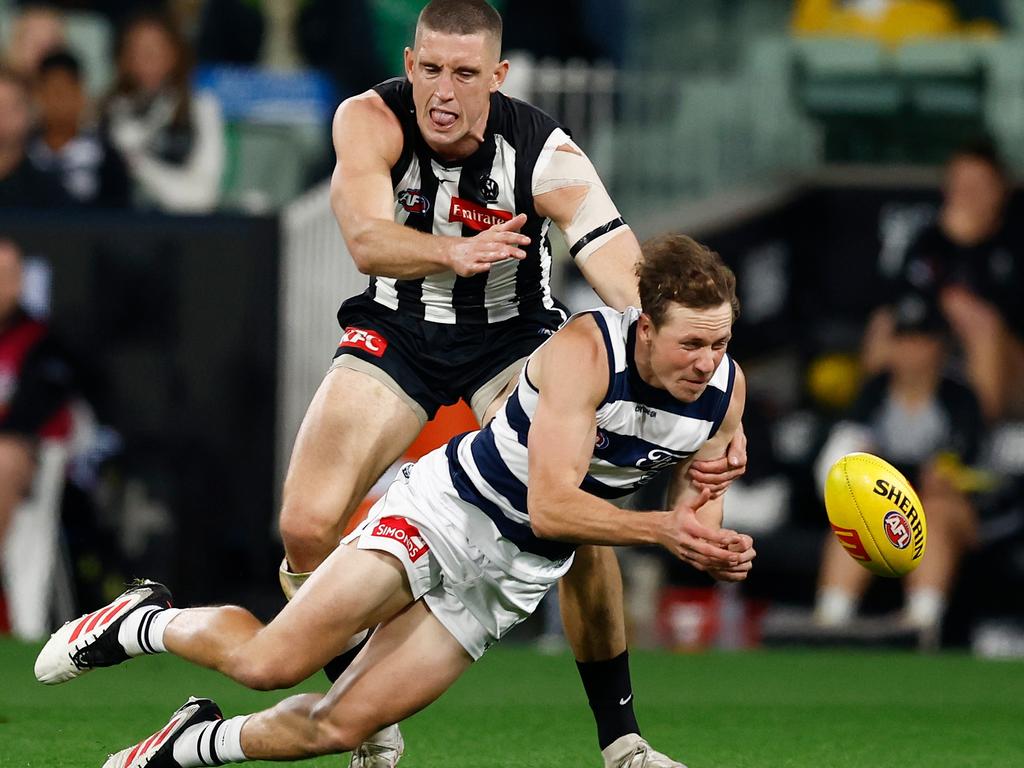 Mitch Duncan was back in the Cats side against Collingwood. Picture: Michael Willson/AFL Photos via Getty Images