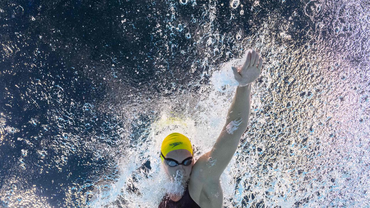 An underwater view shows Shayna Jack in the final of the women's 100m freestyle. Picture: Francois-Xavier Marit/AFP