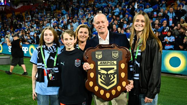 Michael Maguire celebrates the series win with his family. Picture: nrl photos