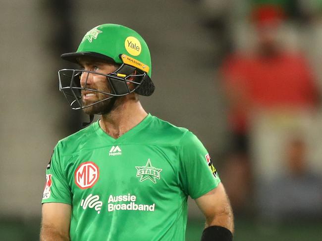 MELBOURNE, AUSTRALIA - JANUARY 26: Glenn Maxwell of the Stars looks on during the Big Bash League match between the Melbourne Stars and the Sydney Sixers at Melbourne Cricket Ground, on January 26, 2021, in Melbourne, Australia. (Photo by Mike Owen/Getty Images)