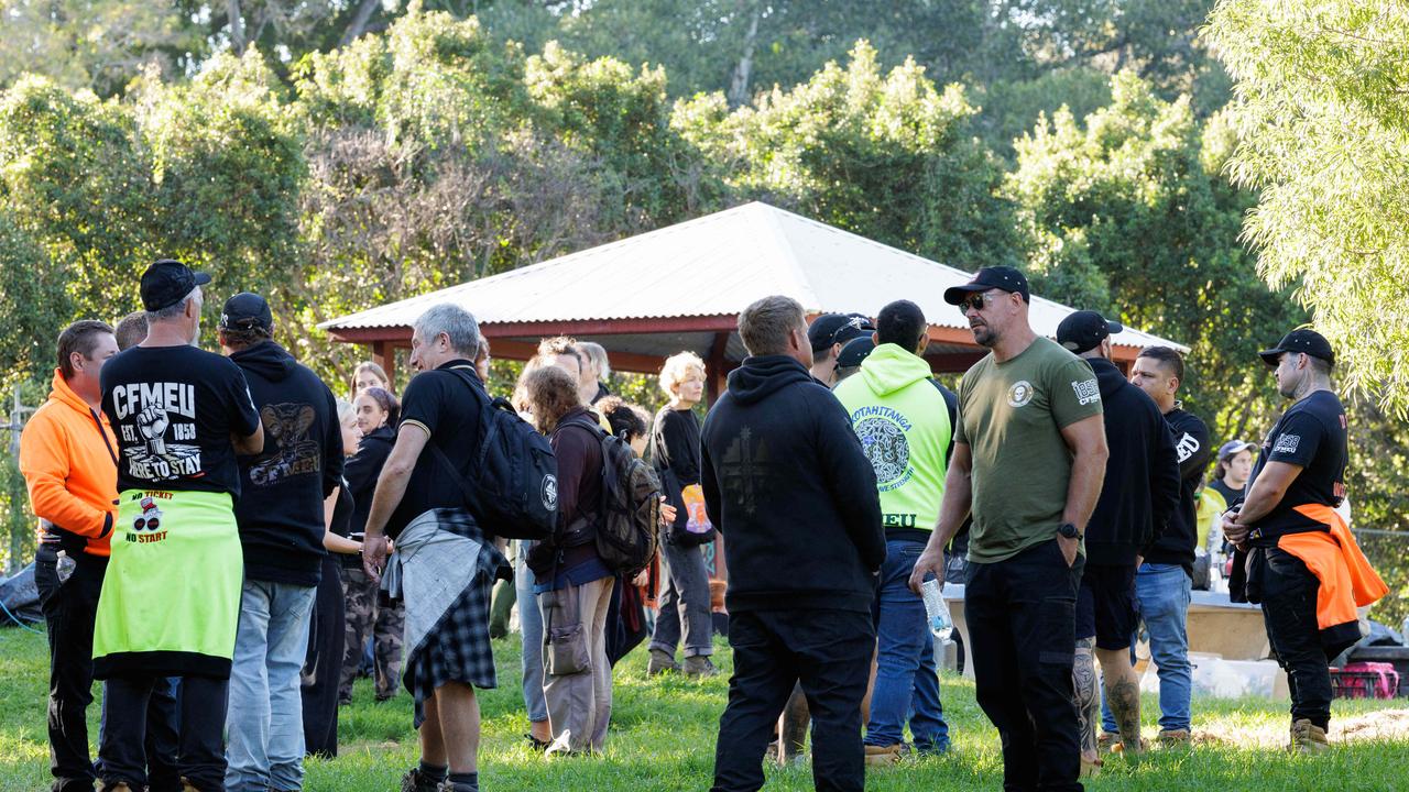 Supporters of rough sleepers at Musgrave Park on Thursday morning. Picture Lachie Millard