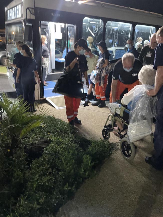 Patients from Ballina district hospital were moved tot he school as the floodwaters rose. Picture: Supplied