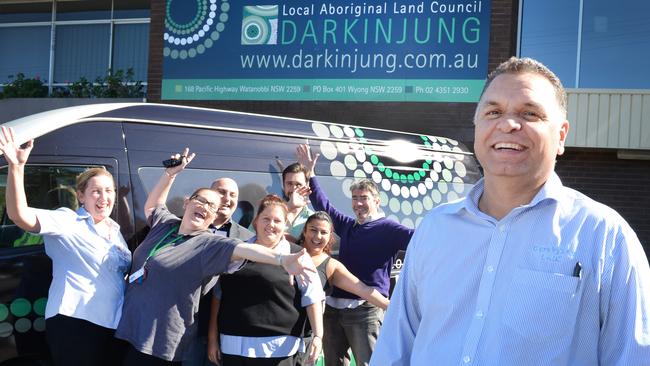 Darkinjung Local Aboriginal Land Council Chief Executive Officer Sean Gordon and staff members promoting Darkinjung Open Day at Watanobbi