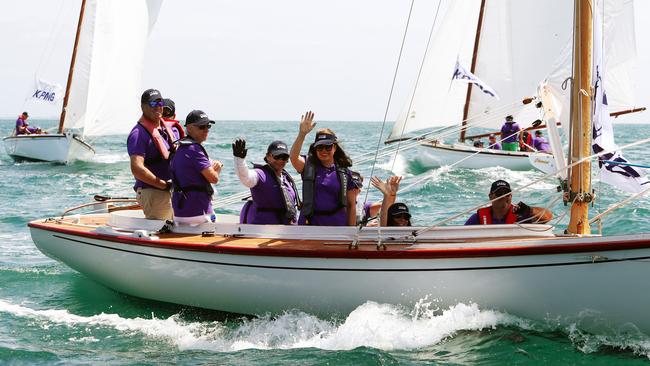 From left: skipper Simon Williams, Transurban’s Lindsay Maxsted, Lendlease’s Nicola Wakefield Evans and Mutual Trust’s Catherine Leahy yesterday. Picture: Aaron Francis.
