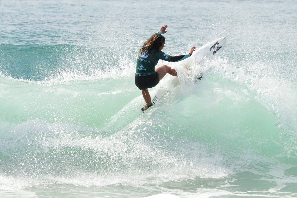 Queensland Grommet Surfing Titles at Coolum Beach. Grace Kama. Picture: john mccutcheon