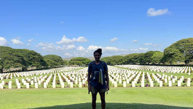 Nova Peris at the Bomana Cemetary along the Kokoda Track.