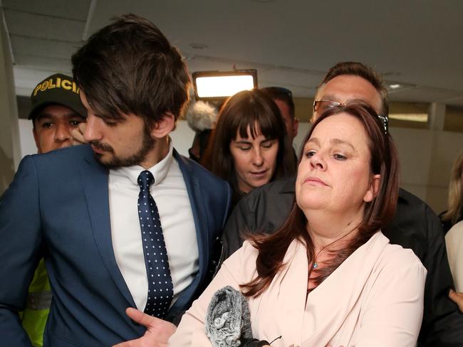 Scott Broadbridge and Lisa Evans, Cassie’s mother leave her hearing at court in Bogota, Colombia. Picture: Nathan Edwards