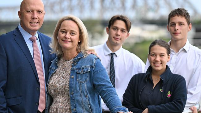 A 2022 photograph of Peter and Kirilly Dutton with Rebecca and Tom and Harry. Picture: Lyndon Mechielsen/The Australian