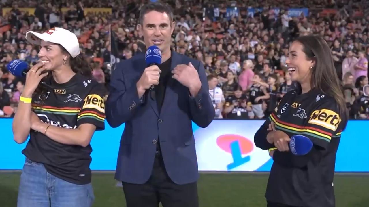 Brad Fittler's cringe-worthy interview with Australia's Olympic gold medallist sisters Jessica (left) and Noemie Fox.