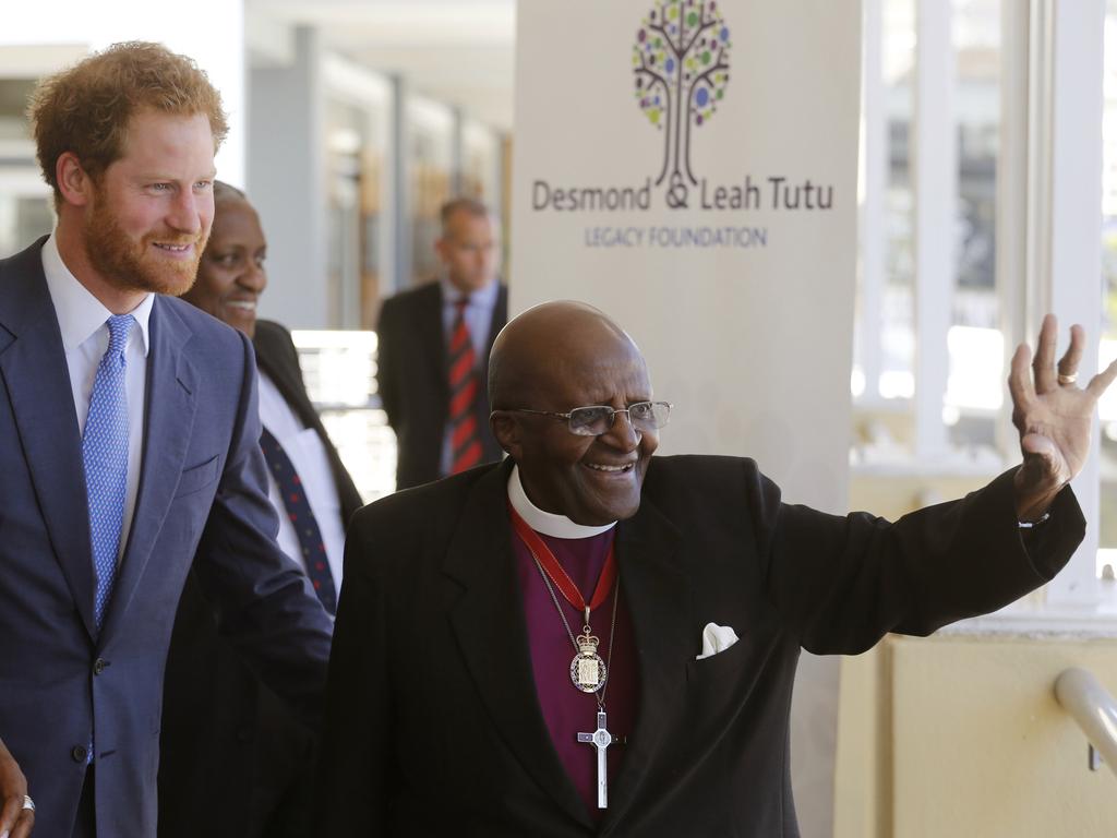 Harry will meet with Desmond Tutu on his official African tour. Picture: AP Photo/Schalk van Zuydam, File