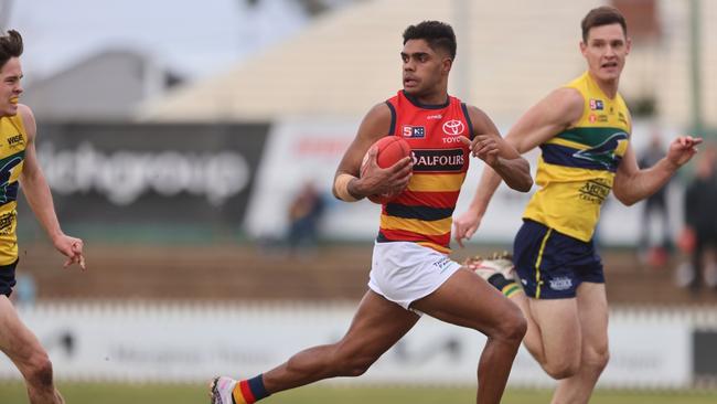 Former Adelaide and North Adelaide player Tariek Newchurch will play in the SGFL. Picture: Cory Sutton / SANFL