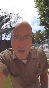 A UPS driver hides surprise gift delivery