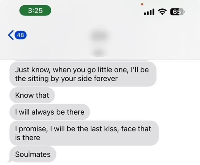 An ominous text message Natalie received from her estranged abusive husband.