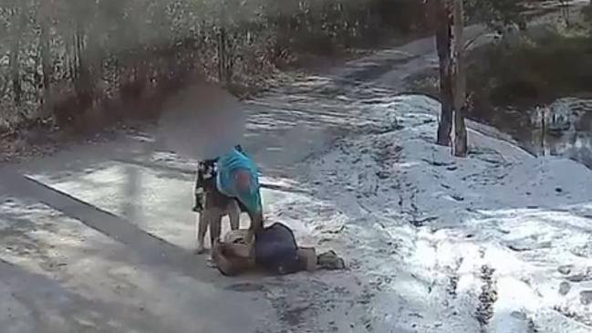 Still images from a road rage attack at Nerang. 