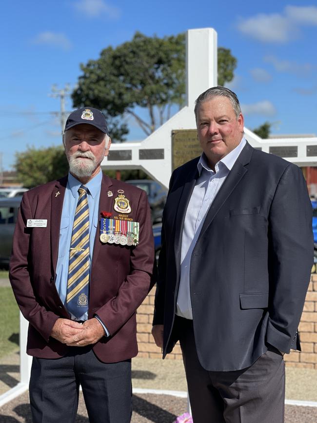 Mackay RSL sub-branch president Ken Higgins and Dawson MP Andrew Willcox have renewed calls for a purpose-built RSL and wellness centre. Photo: Zoe Devenport