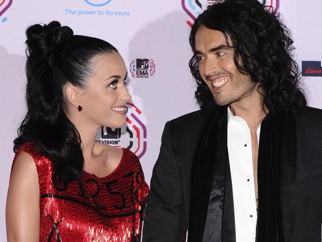 Singer Katy Perry and former husband Russell Brand in happier times. Picture: Supplied