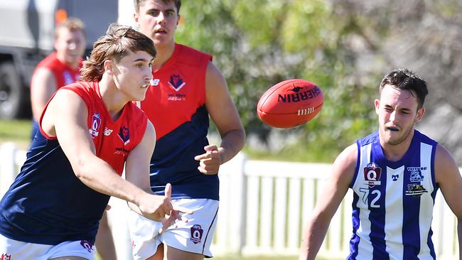 Surfers Paradise Jake Secombe QAFL colts footy match between Mt Gravatt and Surfers Paradise. Saturday April 15, 2023. Picture, John Gass