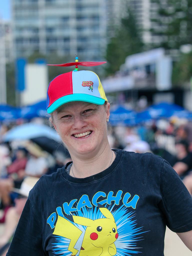 Courtenay Bucknell enjoying the inaugural Pacific Air Show over Surfers Paradise. Picture: Glenn Campbell