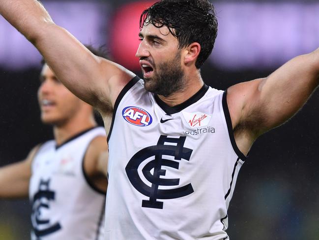 Alex Fasolo of the Blues during the Round 2 AFL match between Port Adelaide Power and the Carlton Blues at the Adelaide Oval, Adelaide, Saturday, March 30, 2019. (AAP Image/David Mariuz) NO ARCHIVING, EDITORIAL USE ONLY