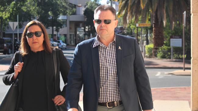 NT Police Association president Paul McCue with NTPA lawyer Sally Ozolins on the first day of the inquest. Picture: Jason Walls