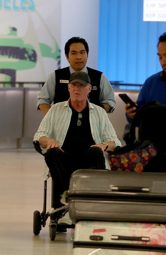 David Hasselhoff is spotted in a wheelchair at Los Angeles International Airport on May 7 after arriving from Cancun, Mexico. Picture: BACKGRID