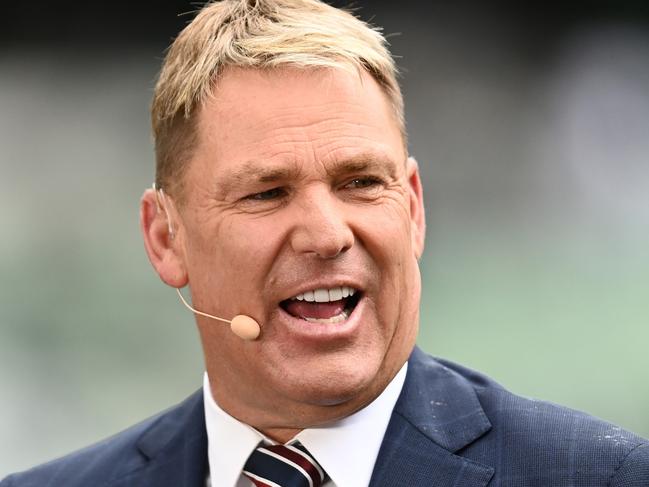 MELBOURNE, AUSTRALIA - DECEMBER 26: Former Australian cricketer and FOX Sports commentator Shane Warne is seen during day one of the Third Test match in the Ashes series between Australia and England at Melbourne Cricket Ground on December 26, 2021 in Melbourne, Australia. (Photo by Quinn Rooney/Getty Images)