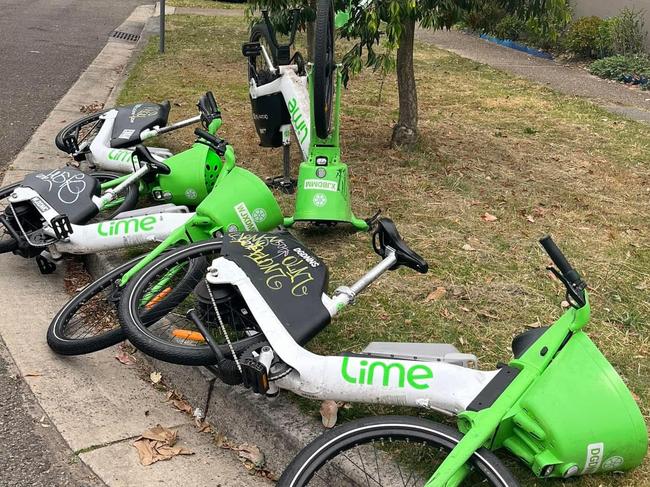 A pile of e-bikes left discarded in Maroubra.