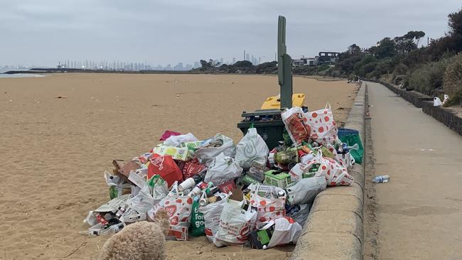 Disgruntled Brighton residents discovered rubbish sprawled across the beach on Boxing Day.