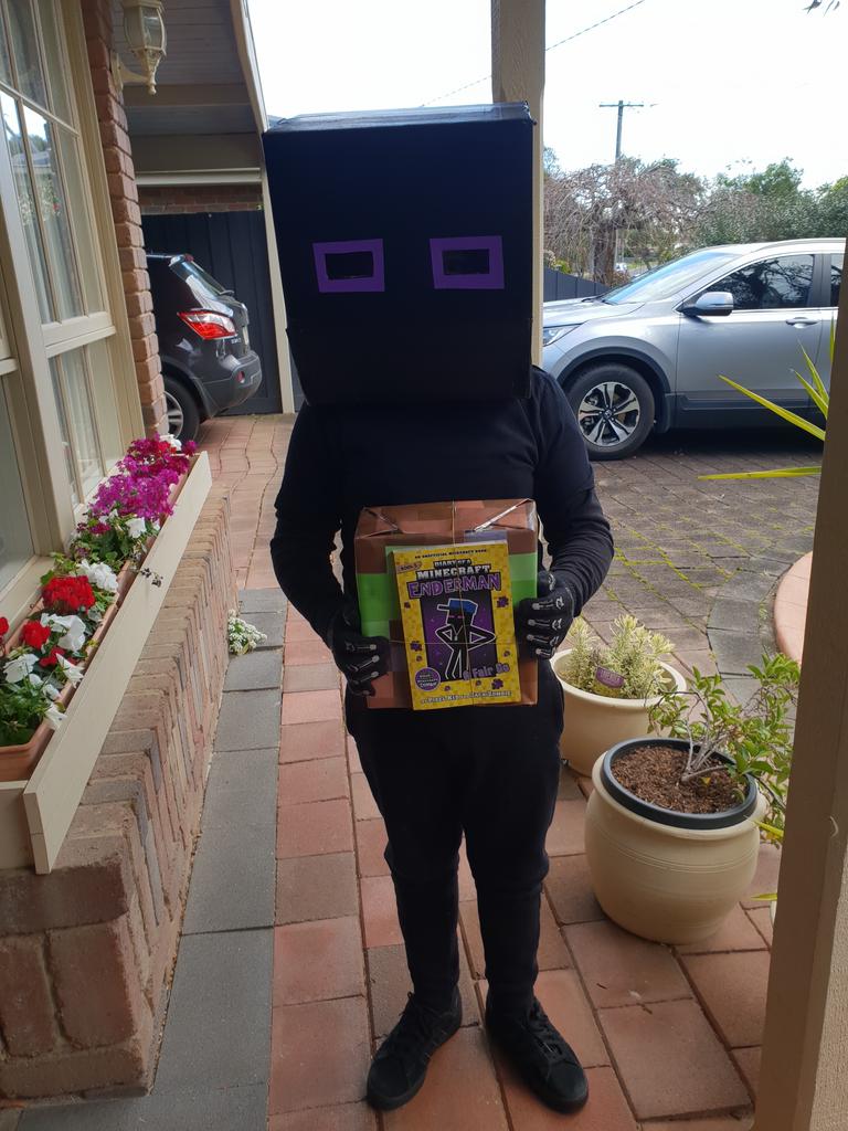 Tyler from The Basin Primary School dressed up as an Enderman from Minecraft.