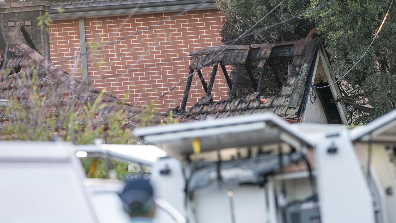 Firefighters are struggling to complete their search of the premises as the roof collapsed in the fire. Picture: NewsWire / Jeremy Piper