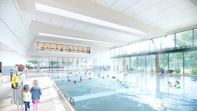 Artist impression of the proposed Crows headquarters at the aquatic centre in North Adelaide.