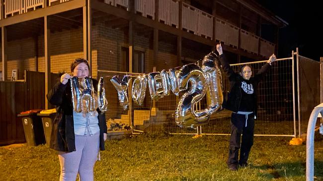 Family pay tribute to Hayden Hurst on the Old Hume Highway at Camden.