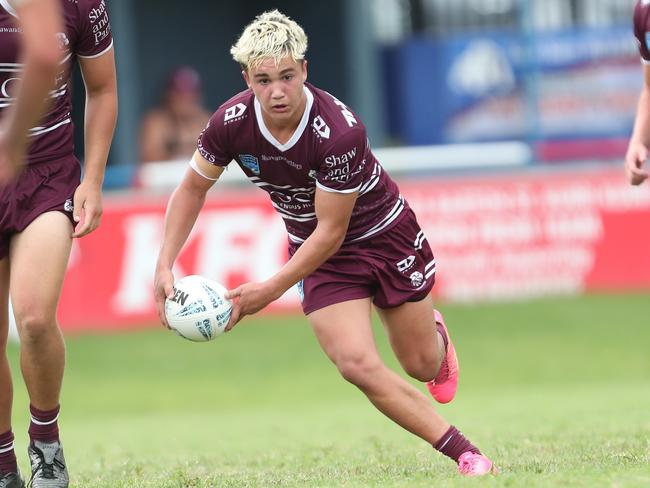 Manly’s Cruz Death crossed for a crucial try before the break. Picture: Sue Graham