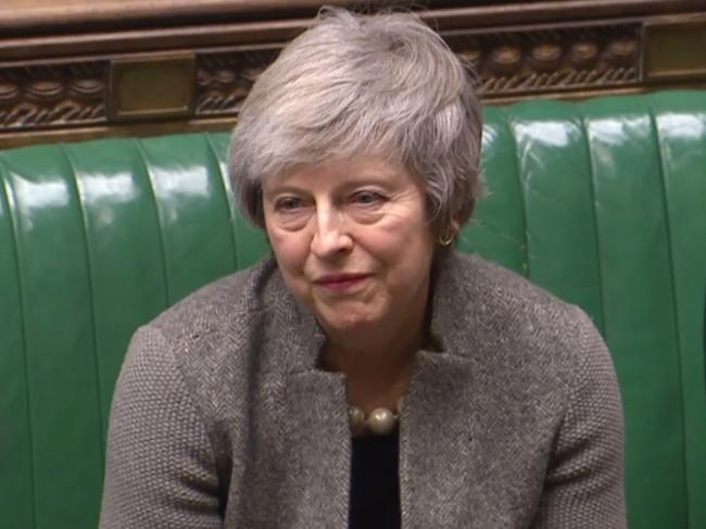 A video grab from footage broadcast by the UK Parliament's Parliamentary Recording Unit (PRU) shows Britain's Prime Minister Theresa May (L) listening as opposition Labour Party leader Jeremy Corbyn (not pictured) announces that he will table a motion of no confidence in Theresa May, in the House of Commons in London on December 17, 2018, following her statement on her attendance at an EU Summit last week. - Prime Minister Theresa May will on Monday warn MPs against supporting a second Brexit referendum, as calls mount for a public vote to break the political impasse over the deal she struck with the EU. "Let us not break faith with the British people by trying to stage another referendum," she will tell parliament, according to extracts from her speech released by Downing Street. (Photo by HO / PRU / AFP) / RESTRICTED TO EDITORIAL USE - MANDATORY CREDIT " AFP PHOTO / PRU " - NO USE FOR ENTERTAINMENT, SATIRICAL, MARKETING OR ADVERTISING CAMPAIGNS