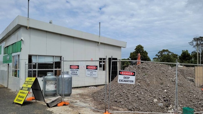 Work is continuing on the new petrol station at Strahan. Picture: Supplied.