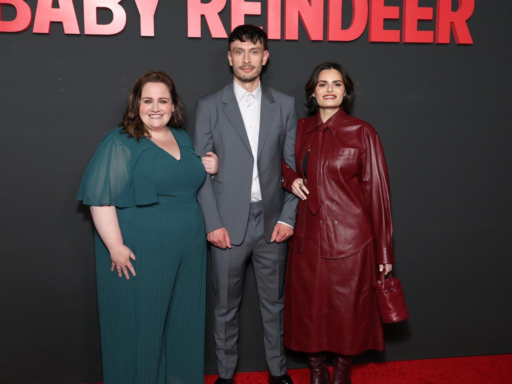 Jessica Gunning, Richard Gadd, and Nava Mau attend the photocall for Netflix's "Baby Reindeer" at DGA Theater Complex on May 07, 2024 in Los Angeles, California. Picture: Monica Schipper/Getty Images