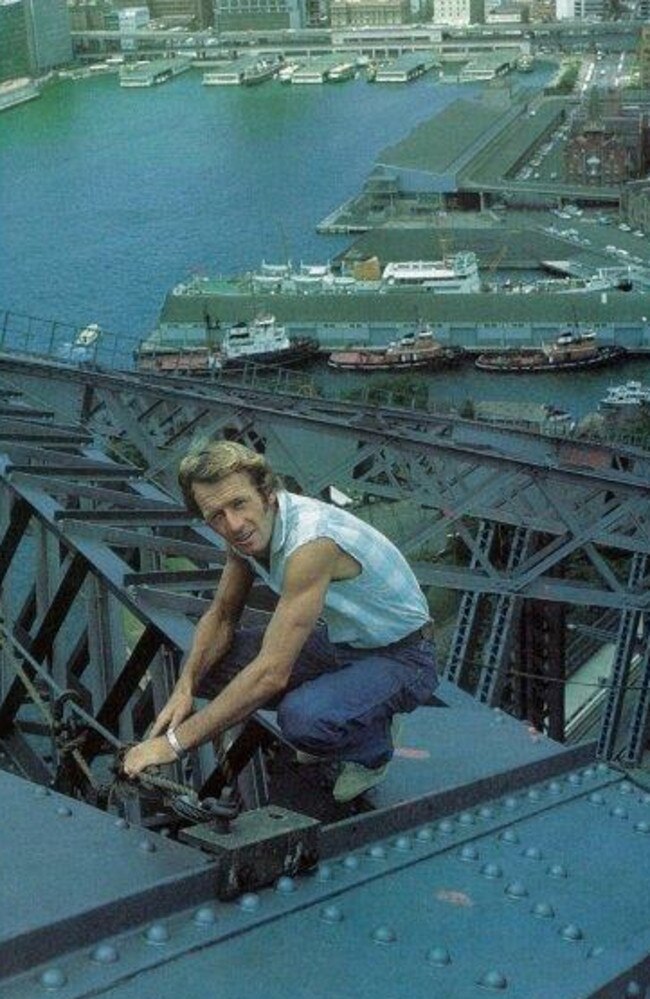 Paul Hogan on top of Sydney Harbour Bridge. Picture: supplied