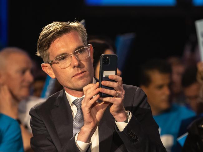 NSW Premier Dominic Perrottet at the Liberal campaign rally. Picture: Jason Edwards