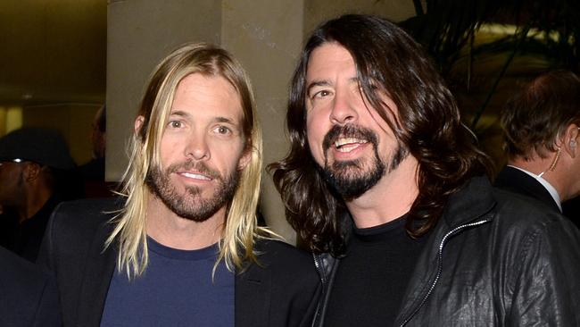 Hawkins (left) with Foo Fighters bandmate Dave Grohl. Picture: Larry Busacca/Getty Images for NARAS