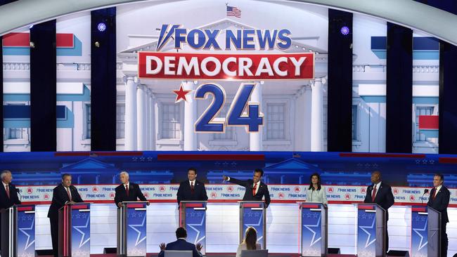 Republican presidential candidates debate each other in August 2023. Picture: Getty Images