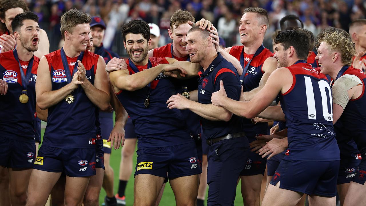 Coach Simon Goodwin and Melbourne are negotiating a contract extension. Picture: Michael Klein