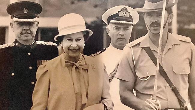 Army officer Reg Foster spoke to her majesty for several minutes during her 1986 Adelaide visit. Picture: Supplied