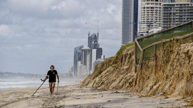 Flashback: sand erosion at Narrowneck due to Tropical Cyclone Oma. Picture: Jerad Williams