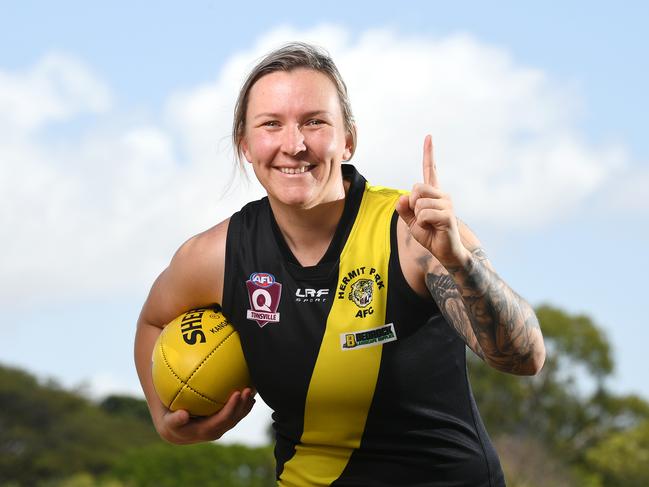 Hermit Park Tigers midfielder Hayley Cornish has returned from two years interstate to claim first place in the Townsville Bulletin's annual Top 100 footballers of 2024. Picture: Shae Beplate.