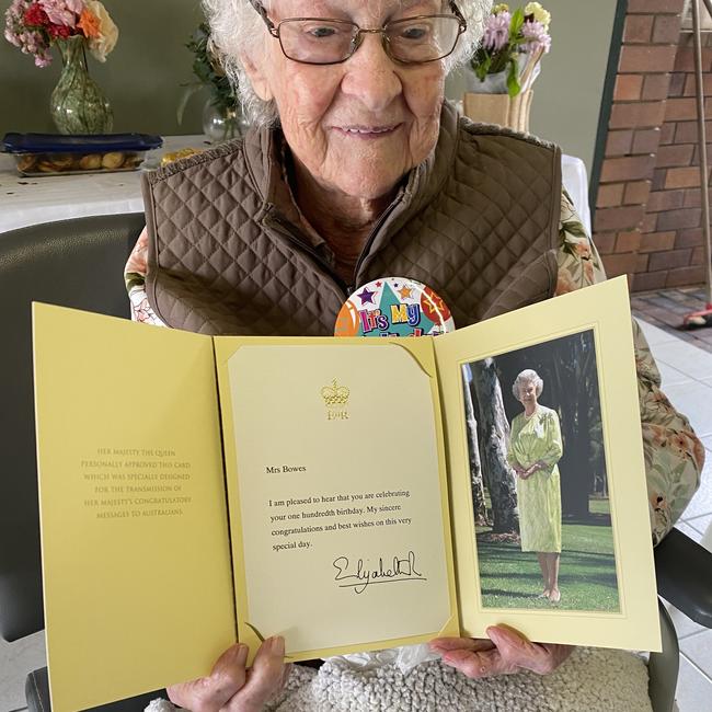 Gloria Bowes with her letter from Queen Elizabeth