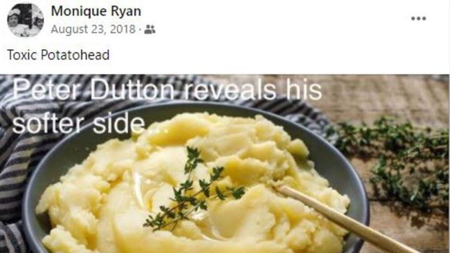 A Facebook post, since deleted, by “insult-averse” Teal MP Monique Ryan.